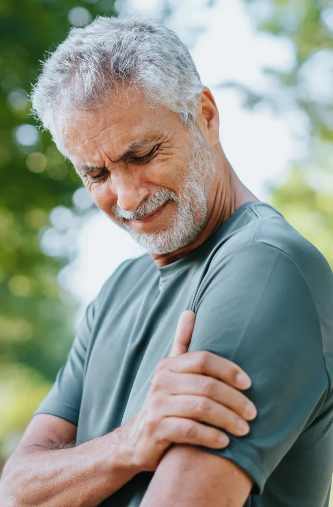 Man with shoulder instability